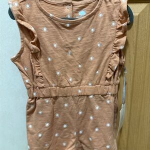 Target Tan Romper with White Floral Design